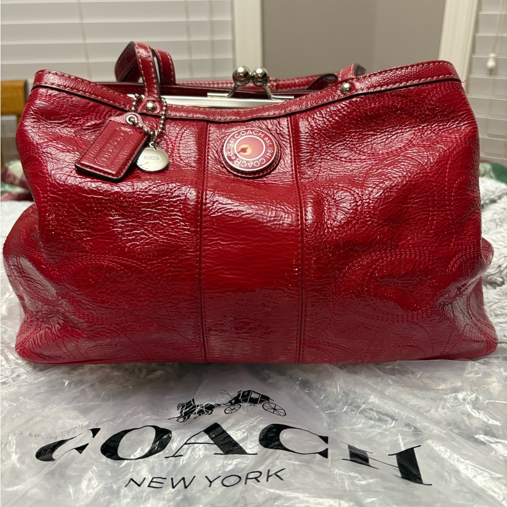 Coach Red Patent Leather Shoulder Bag/Satchel